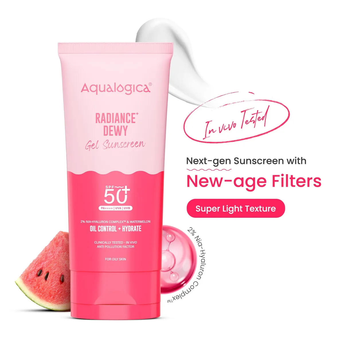 Aqualogica Lightweight Radiance Dewy SPF 50+ PA+++ Oily Skin No White cast Sunscreen- 80g