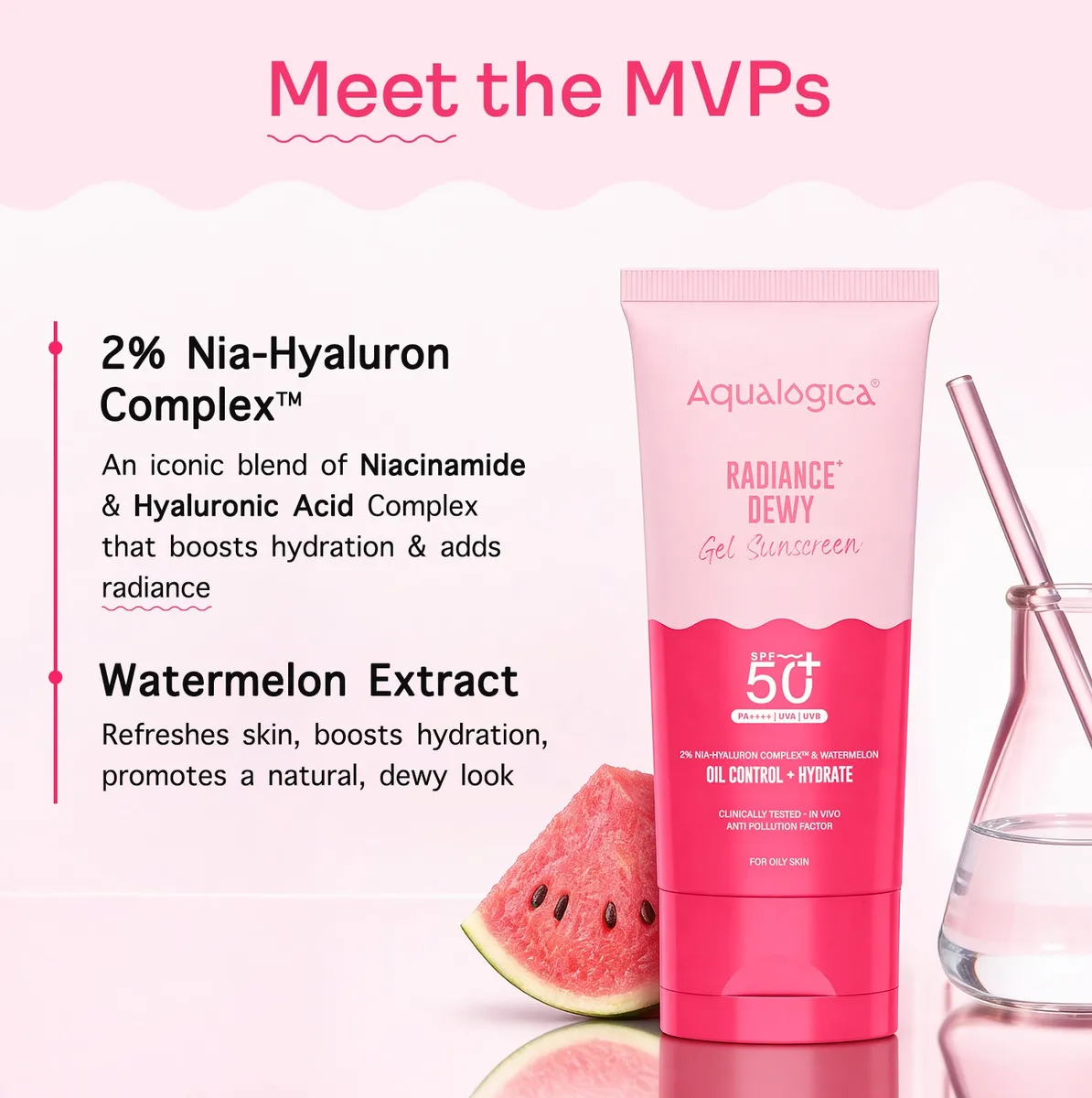 Aqualogica Lightweight Radiance Dewy SPF 50+ PA+++ Oily Skin No White cast Sunscreen- 80g image 10