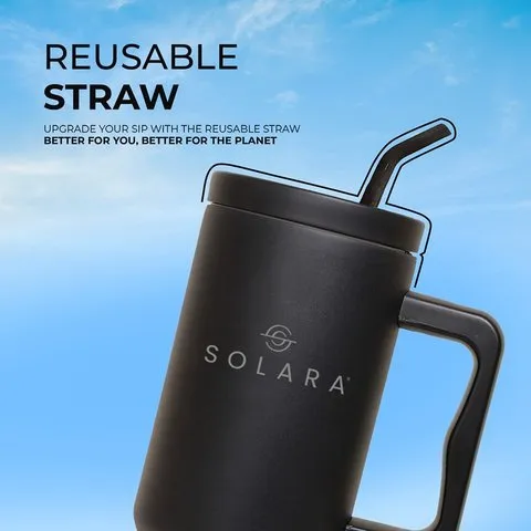 Solara Tumbler with 2 Straws (Black Knight) image 8