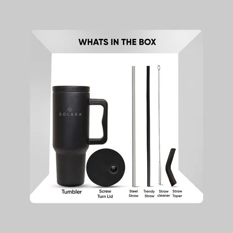 Solara Tumbler with 2 Straws (Black Knight) image 9