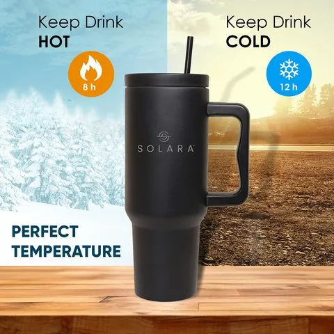 Solara Tumbler with 2 Straws (Black Knight) image 5