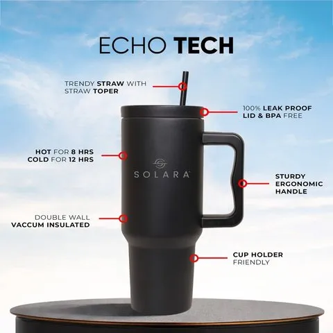 Solara Tumbler with 2 Straws (Black Knight) image 4