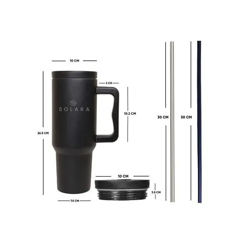 Solara Tumbler with 2 Straws (Black Knight) image 3