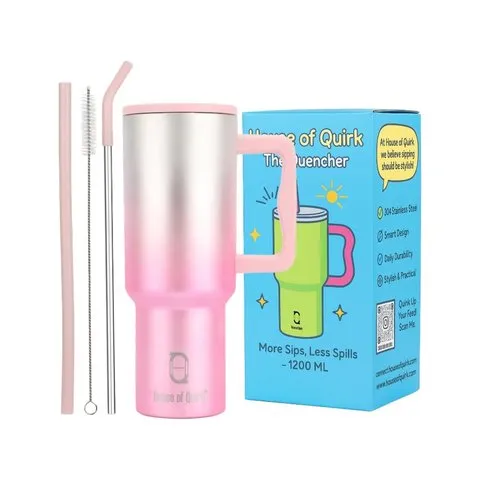 House of Quirk Insulated Solid Tumbler With Straw & Cleaner image 3