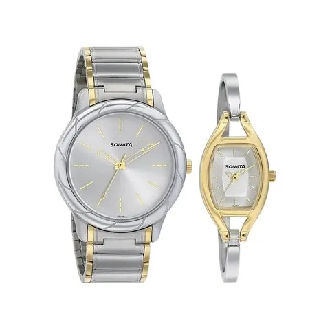 Sonata Watch for Couple (Quartz, Two Toned, Stainless Steel)