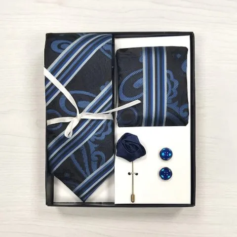 Rare Combee Group Tie Set for Party (Navy Blue, Microfiber)