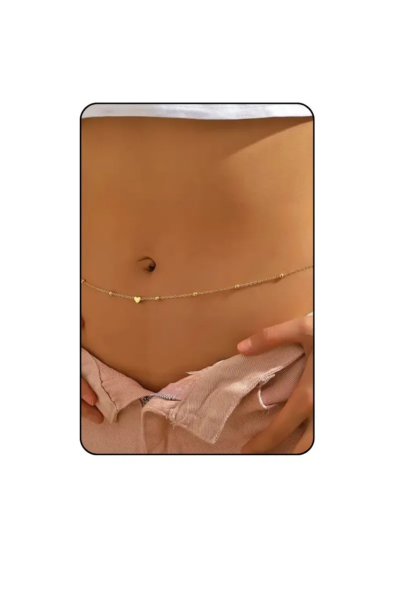 Fabme Women's Waist Chain - Stylish Saree Gold Plated Belly Chain Body Hip Chain for the Waist Ladies Sexy Bikini Jewelry (26-42 In)