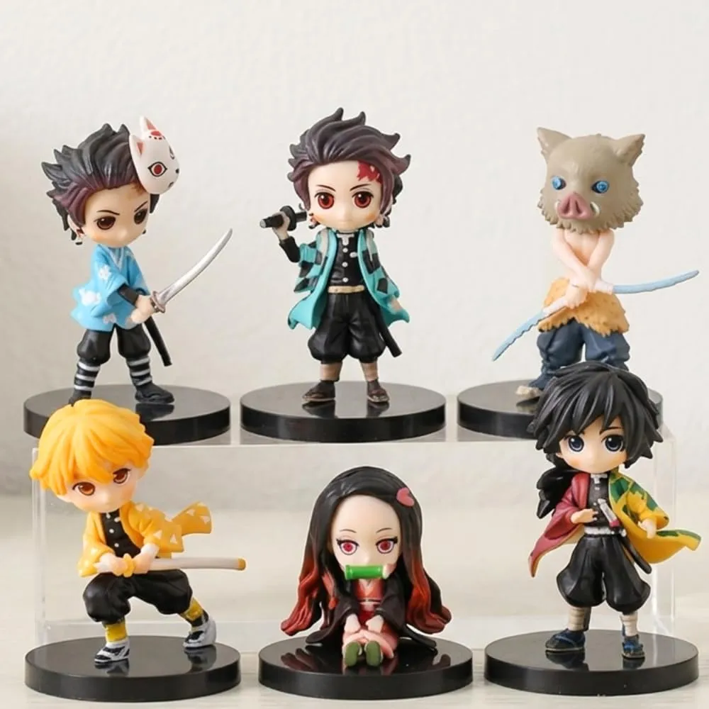 FUNFOB Action Figure Set of 6 Height- 7.5cm Collectible for Anime Fans PVC Multicolour | DDMN- BSC