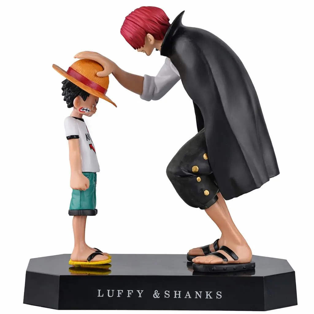Luffy & Shanks Anime Action Figure 17CM Collectible PVC Statue with Emotional Reunion Pose, Display Model for Desk Decor, Shelf Decoration, Anime Fans & Collectors Gift (Luffy Shanks)