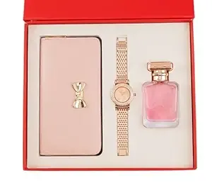 Women’s hamper Gift Set Wallet, Watch, Perfume | gifts for woman | birthday gifts for women | gift for Girlfriend | gift for wife | rakshabandhan gifts for sister | Rakhi gifts for sister- Pink