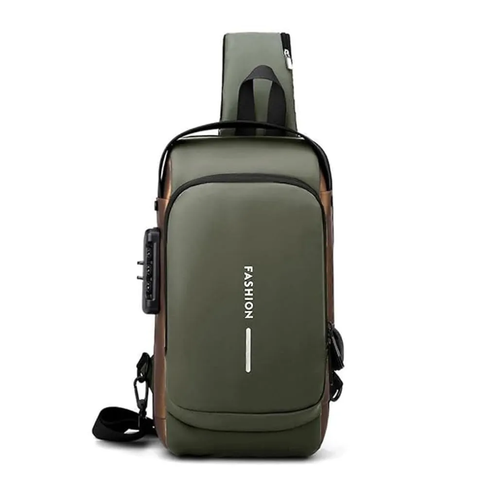 TEKCOOL Sling Bag for Men Stylish Crossbody Backpack for Men & Women, Anti-Theft Chest Bag with USB Charging Port, Messenger Bags, Casual Shoulder Bag | Green