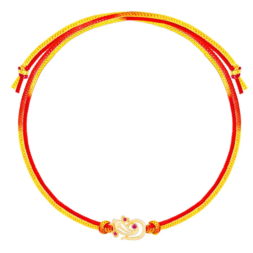GIVA 925 Silver Ganesha Motif Golden Rakhi | Gifts for Men and Boys | Quirky Rakshabandhan Rakhi for Brother | Silver Rakhi for Boys & Men With Certificate of Authenticity and 925 Stamp