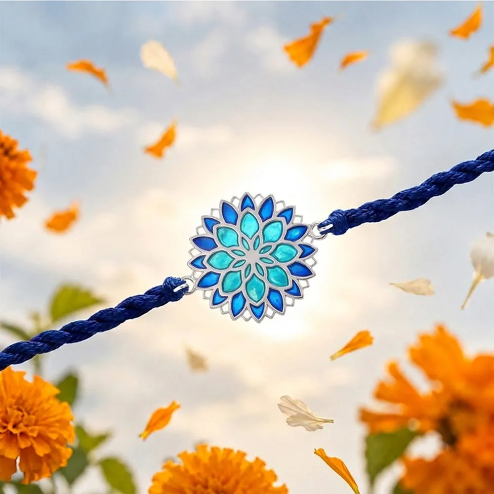 Zavya Mandala Floral Design Rakhi (Silver) (1 pc)
