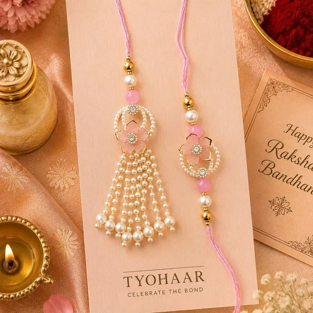 Floral Bhaiya and Bhabhi Rakhi Set by Tyohaar (2 pcs)