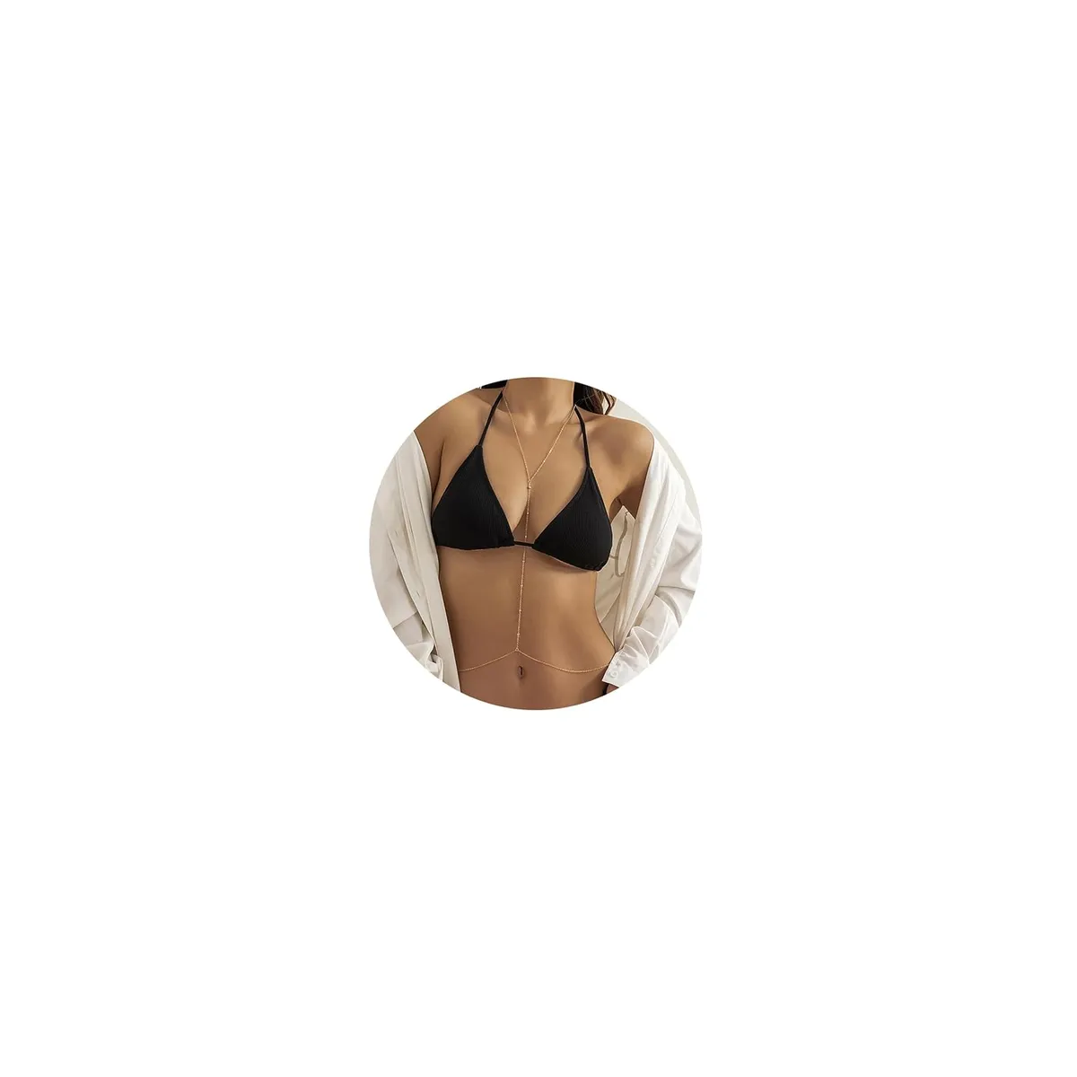 Shidara 1 Pcs Premium 14K Gold Plated Sexy Body Chains for Women, Layered Rhinestone Crossover Bikini Bra Body Jewelry, Summer Beach Crystal Belly Waist Chain