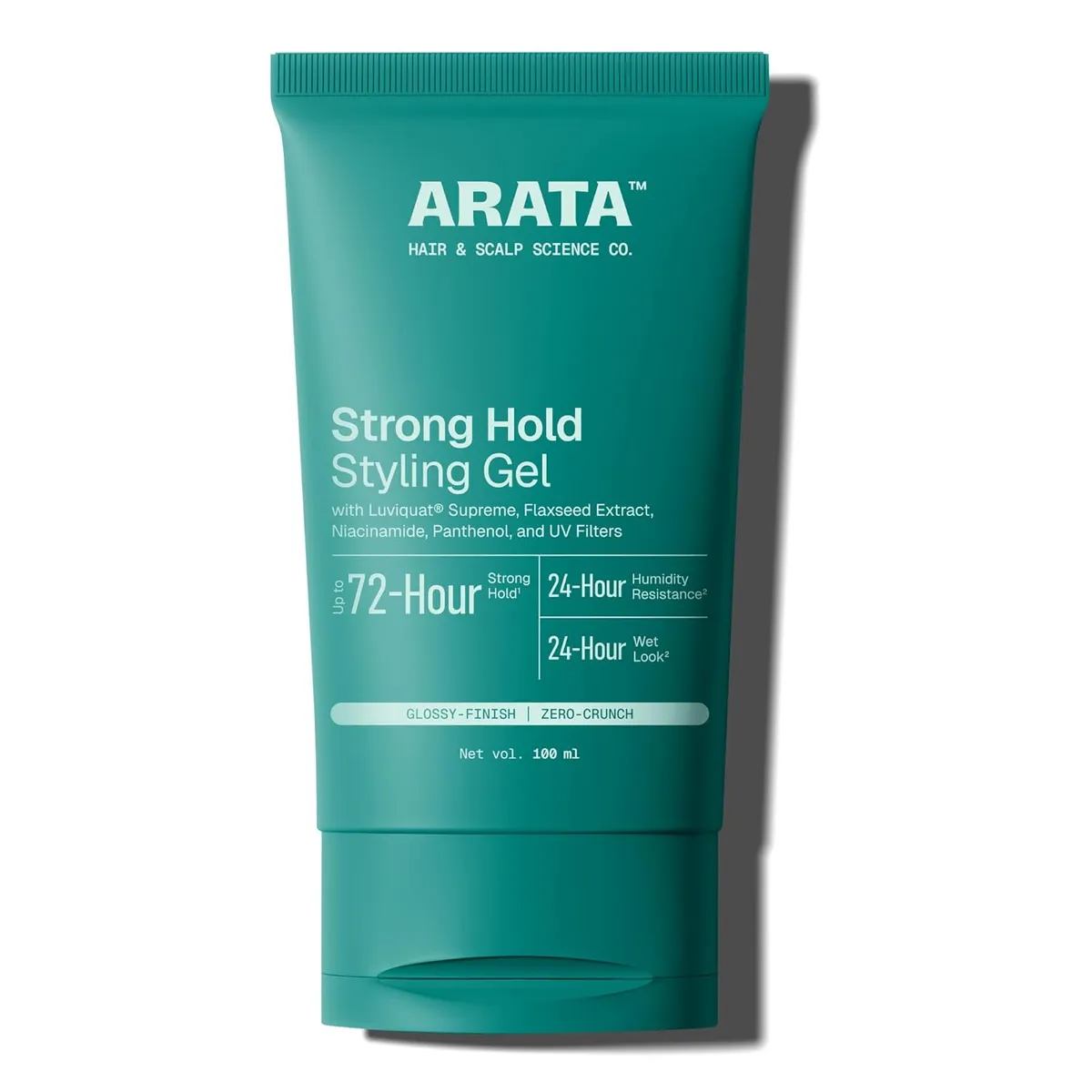 Arata Strong Hold Styling Hair Gel |With Flax Seed Extract | Sleek, Slicked Back Styles | Controls Frizzy Hair and Flyaways | SLS, Paraben & Drying Alcohol-Free 100 ml