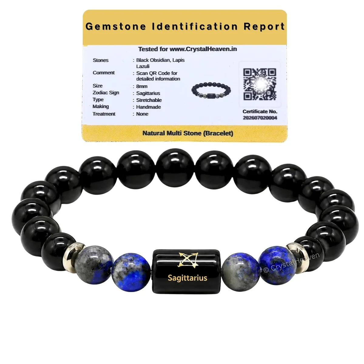 Black Obsidian and Lapis Lazuli Bracelet for Sagittarius धनु राशि Zodiac