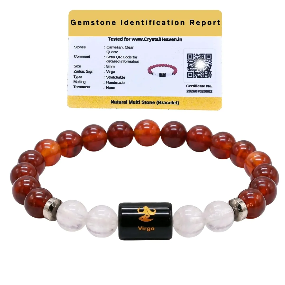 Carnelian and Milky Quartz Bracelet for Virgo कन्या राशि Zodiac