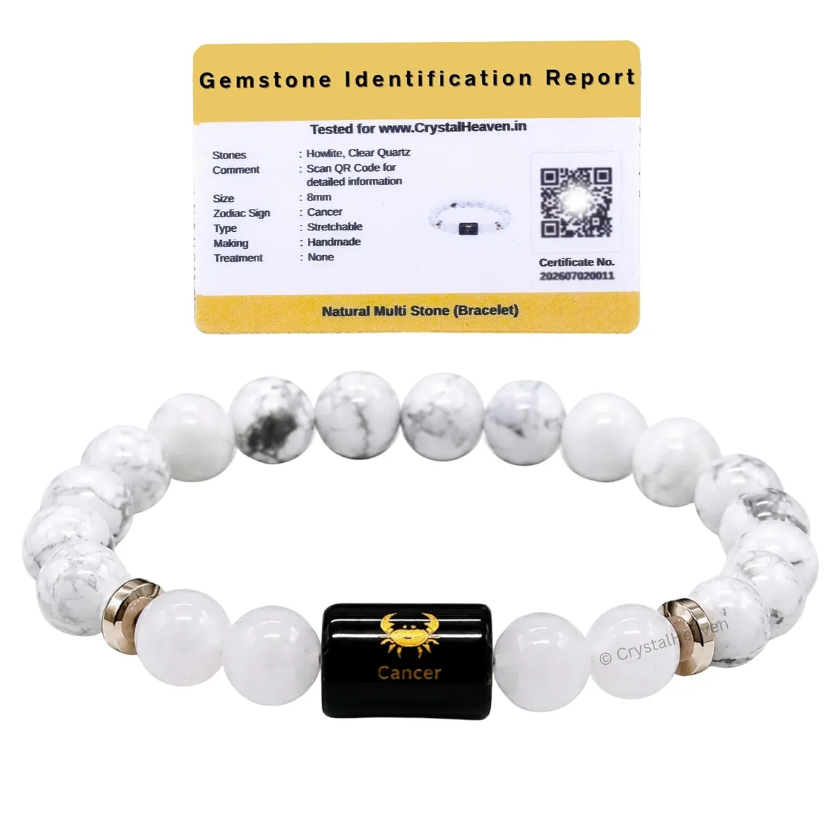 Howlite and Milky Quartz Bracelet for Cancer कर्क राशि Zodiac Kark Rashi
