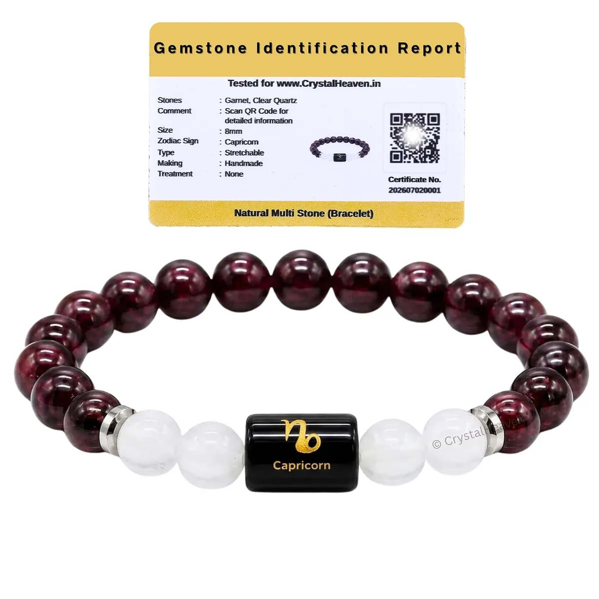Garnet and Milky Quartz Bracelet for Capricorn मकर राशि Zodiac