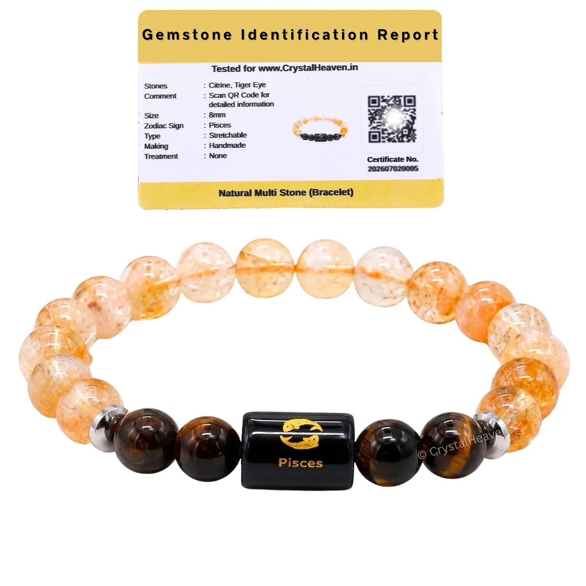 Tiger Eye and Citrine Bracelet for Pisces मीन राशि Zodiac