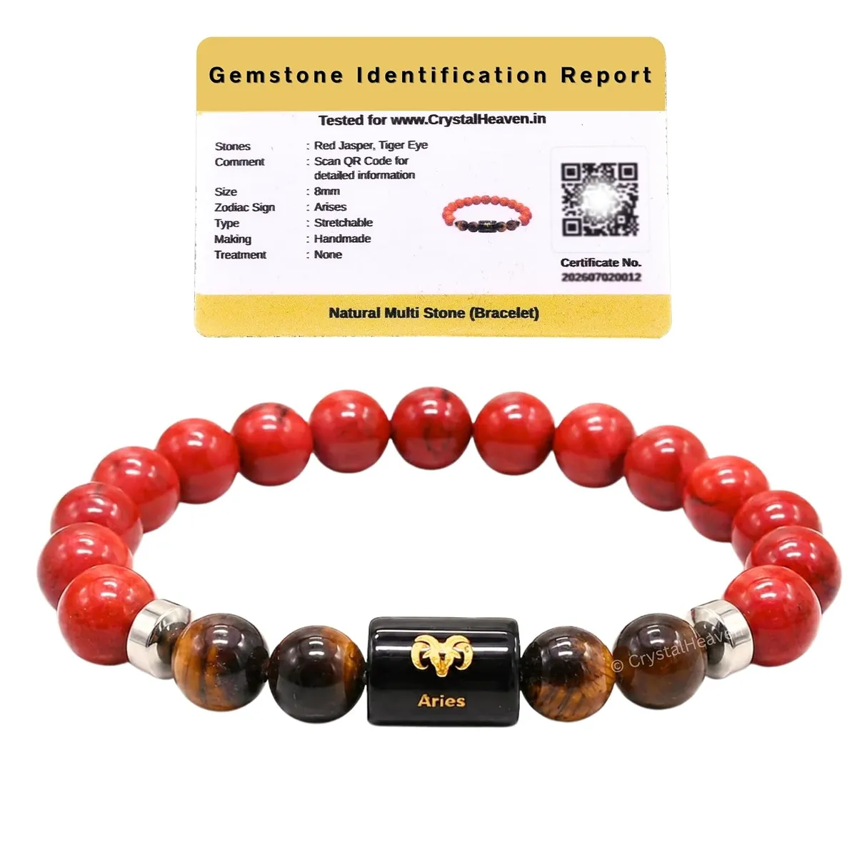 Red Jasper and Tiger Eye Bracelet for Aries मेष राशि Zodiac