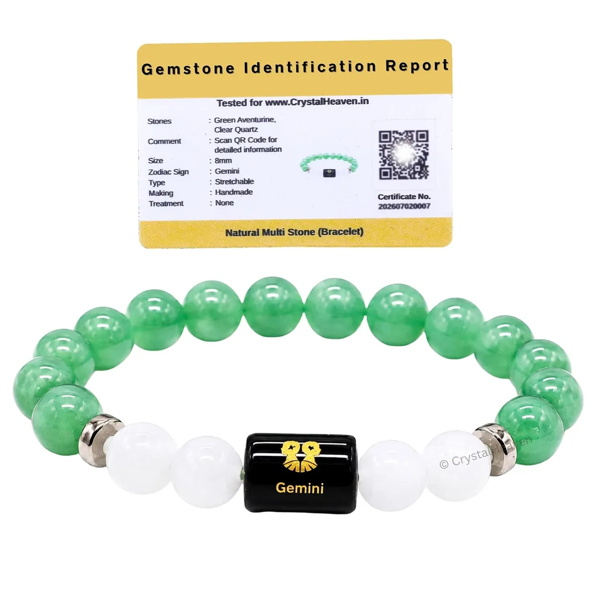 Green Aventurine and Milky Quartz bracelet for Gemini मिथुन राशि Zodiac
