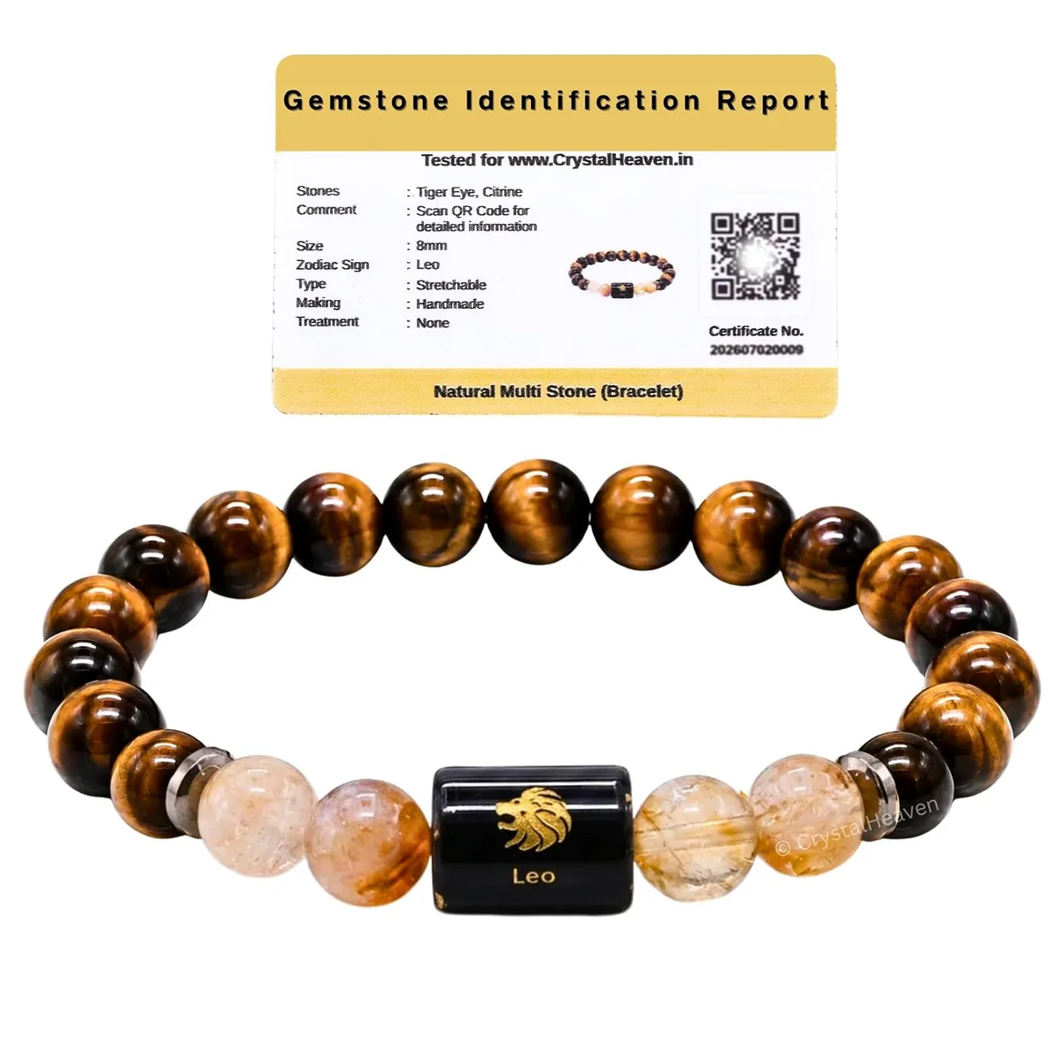Citrine and Tiger Eye Bracelet for Leo सिंह राशि Zodiac