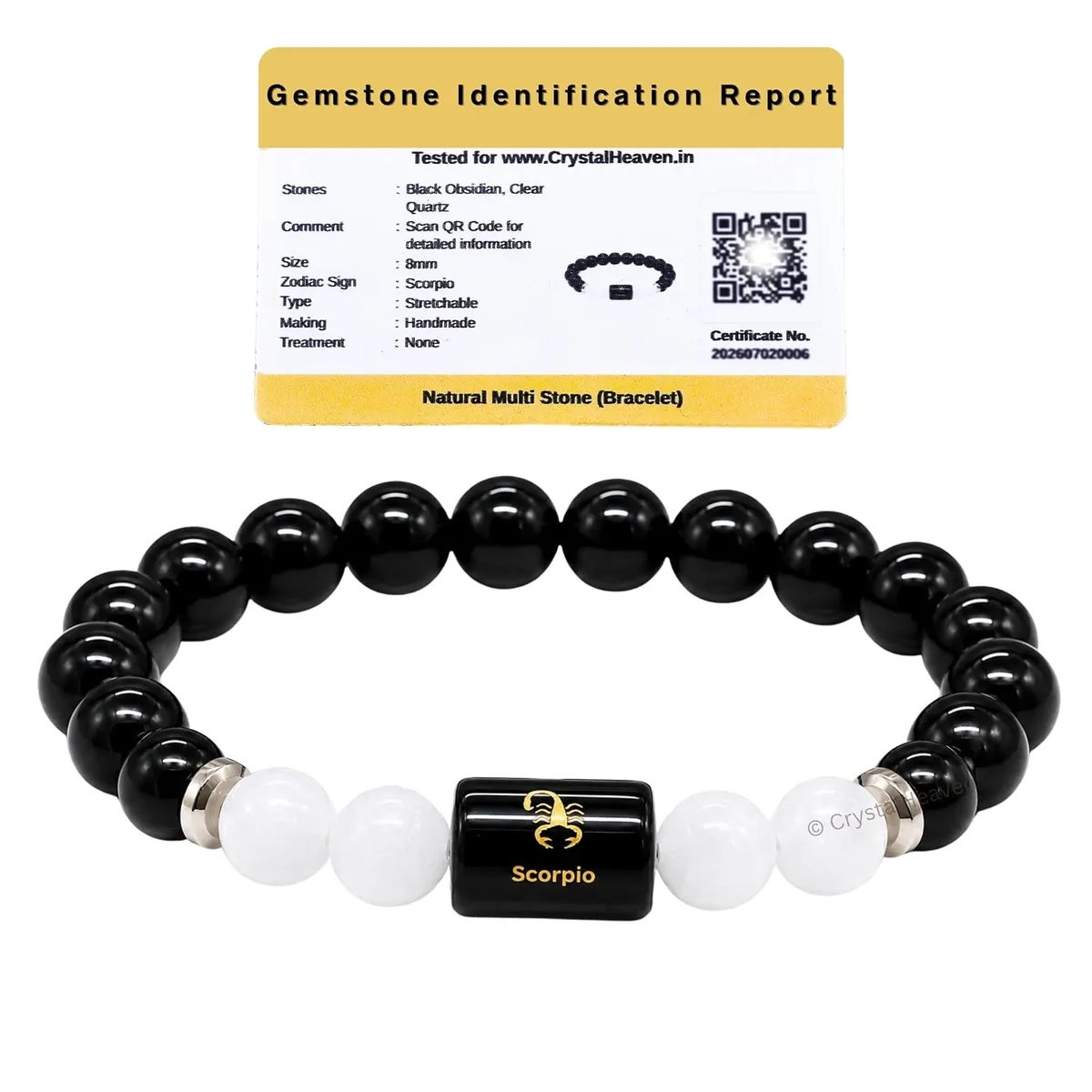 Black Obsidian and Milky Quartz Bracelet for Scorpio वृश्चिक राशि Zodiac