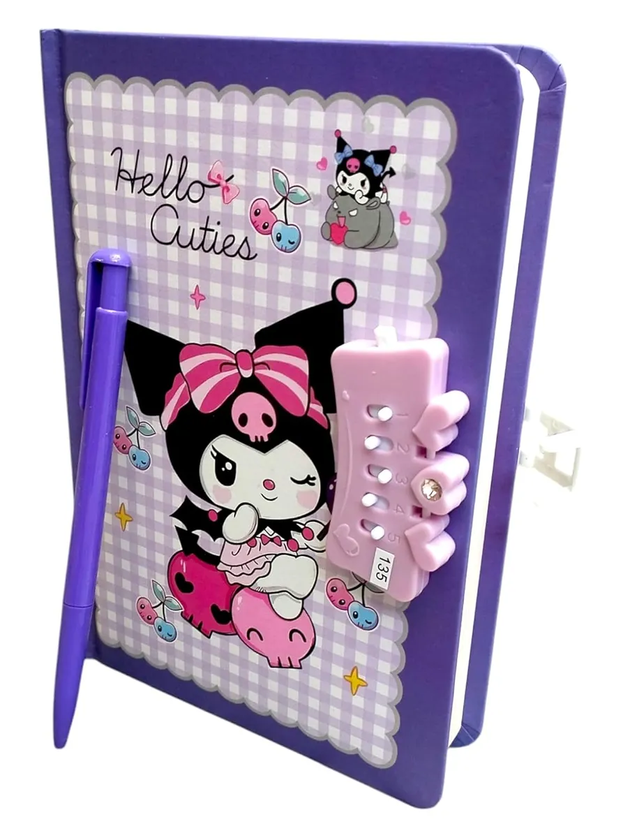 Kuromi Password Lock Diary Journal with Pen | A5 Size Lock Diary for Girls | 180 Pages Notebook for Writing, Journaling & Gifting | Gift Set for Kids & Teens