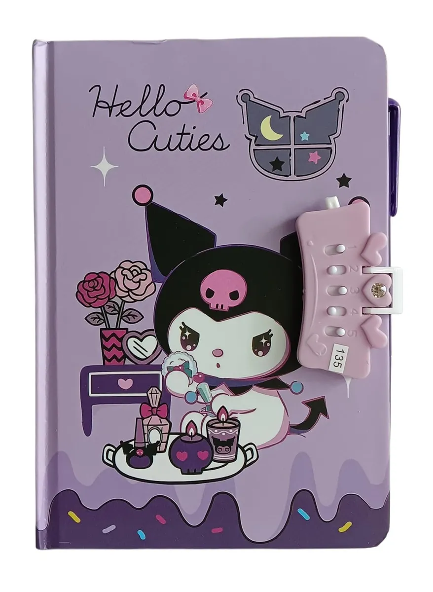 Kuromie Cartoon Character Themed Secret Diary,Kuromei Notebook Travel Journal with Password Lock for Kids Girls Christmas Birthday Gifts- Purple