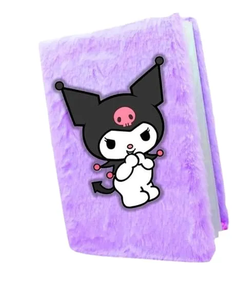 Krisus 1Pcs A6 Kuromi Furry Diary for Girls – Cute Purple Soft Cover Notebook with 160 Pages | Personal Journal for Kids, Birthday Present, Return Gift & Party Favors