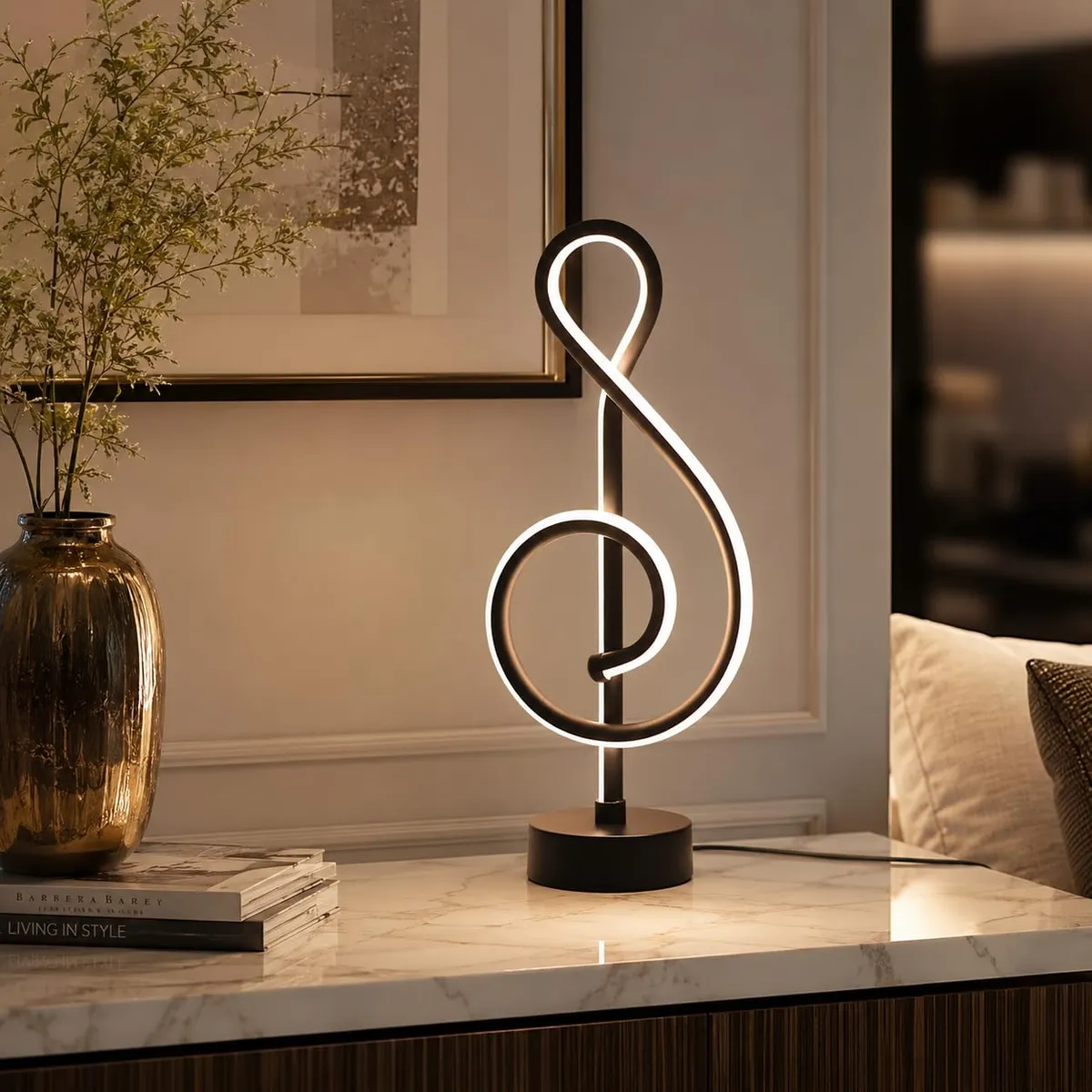 One94Store Table Lamp USB Powered,3 Color Modes,Home Decor Lamp,Lamps for Bedroom and Living Room, Restaurant, Café, Patio & Outdoor Use (Musical - Black)