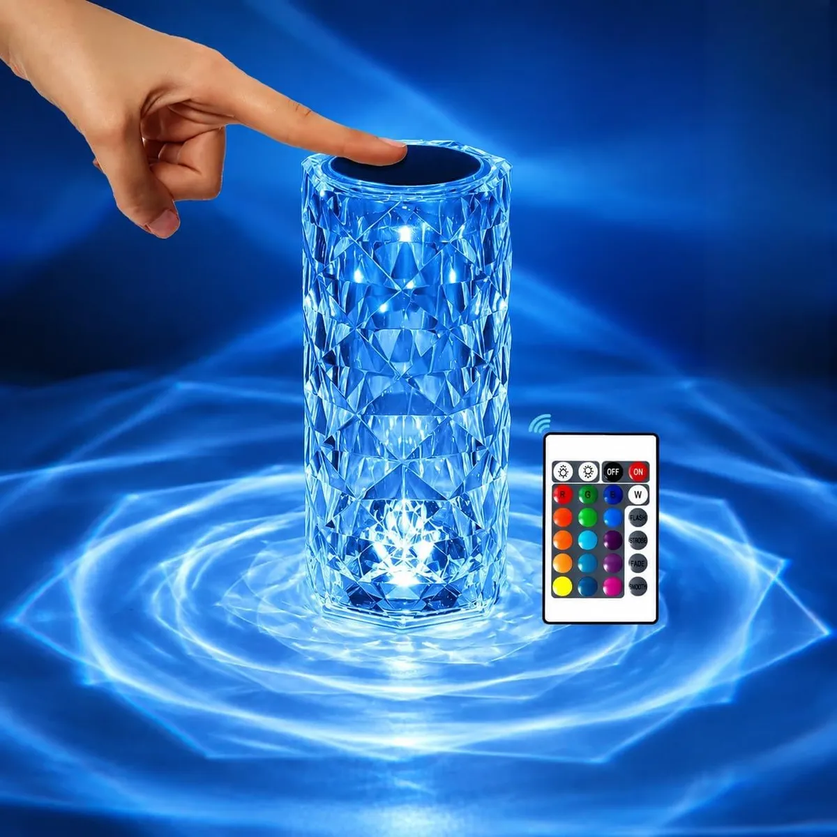 One94Store Crystal Lamp, 16 Color Changing Rose Diamond Table Lamp, USB Rechargeable Touch Night Lamp with Remote Control for Bedroom, Living Room, Party Decor (Multicolor Pack of 1) LED