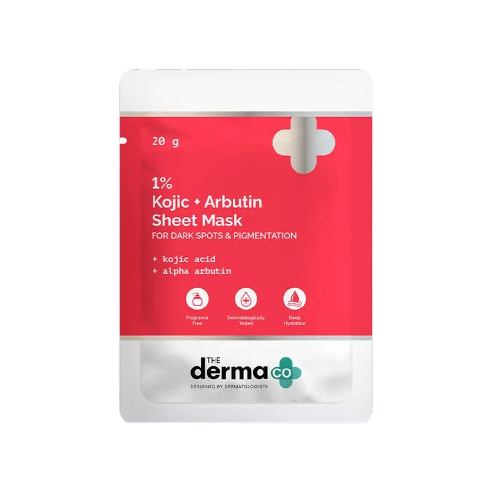 The Derma Co 1% Kojic + Arbutin Sheet Mask (1 pc)