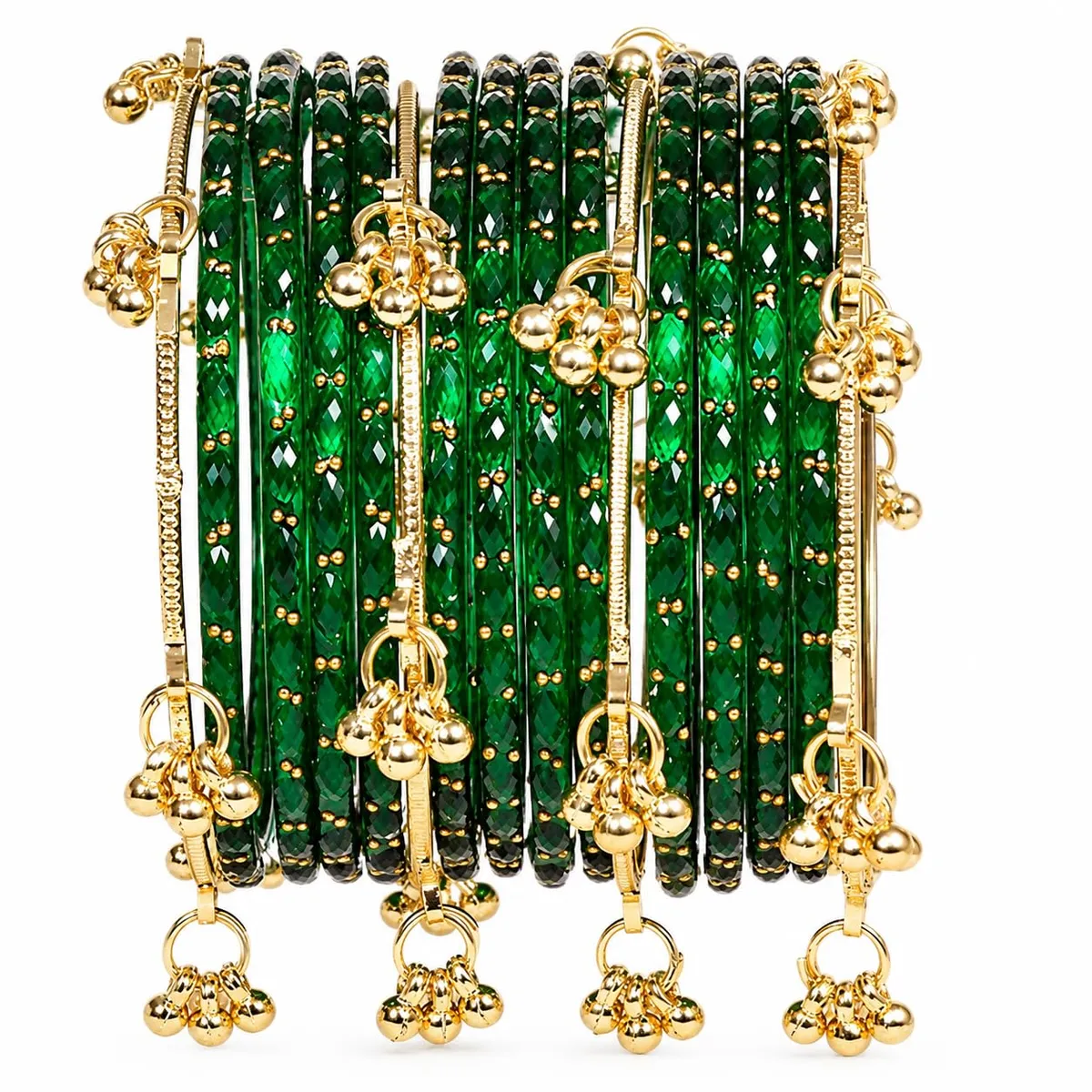 Kashmiri Glass Bangles Set for Women Set of 16 | Multicolor Ghungroo Bangles | Traditional Kaanch Ki Chudiyan for Wedding | Light Weight BanglesSize 2.2 to 2.8 (Set Of 18)
