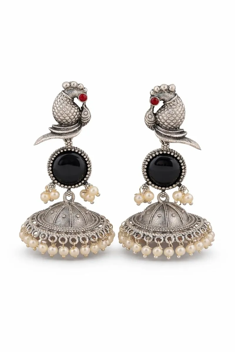 RICH MORE Oxidized Designer Stud Earrings Set, Traditional & Modern Earring Set for Women & Girls, Trendy, Fancy & Fashion Earrings for Daily and Occasion Wear, Lightweight