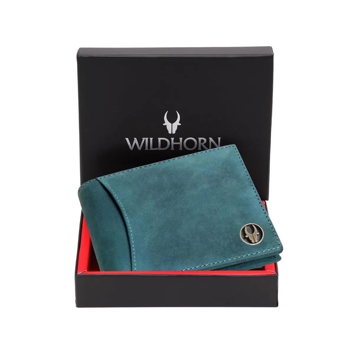 WildHorn RFID Protected Leather Wallet for Men, Blue Hunter