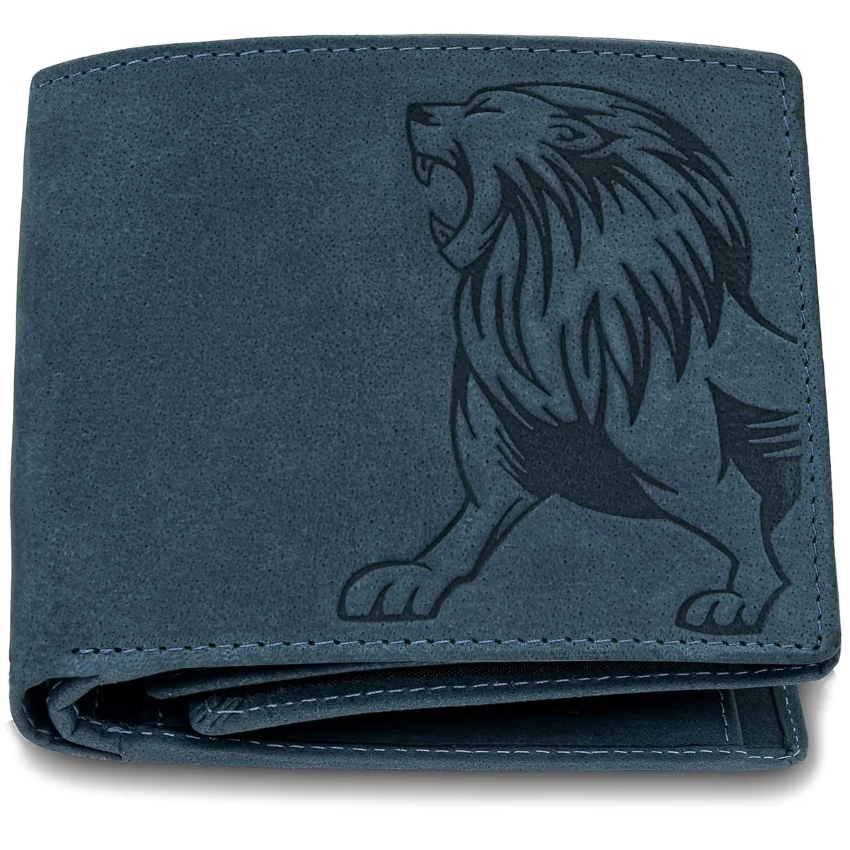 URBAN FOREST Leo RFID Blocking Vintage Blue Leather Wallet for Men