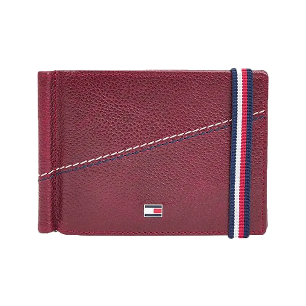 Tommy Hilfiger Adriel Mens Leather Moneyclip Burgundy