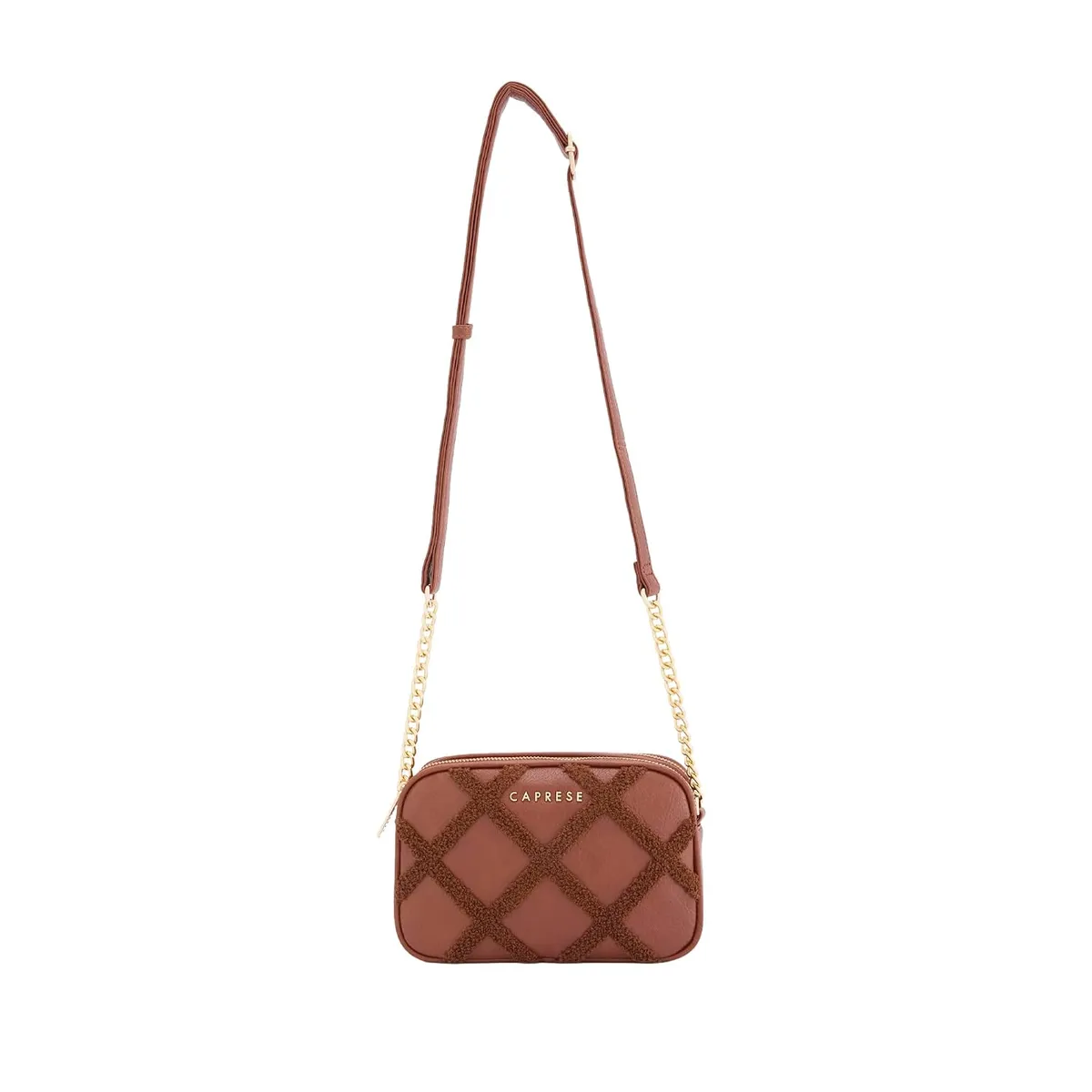 Caprese Athena Small Chenille Embroidered Sling Bag for Women | Elegant Multi-Compartment Shoulder Bag with Adjustable Strap | Party & Travel Crossbody Purse
