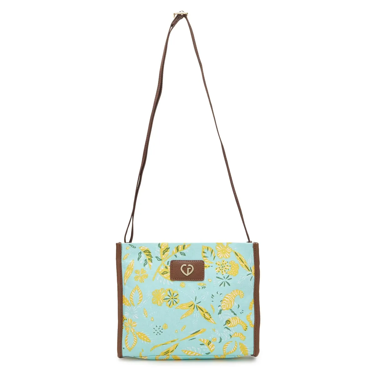Caprese Women's Canvas Printed Pattern Hazel Sling Bag (Aqua, Medium)