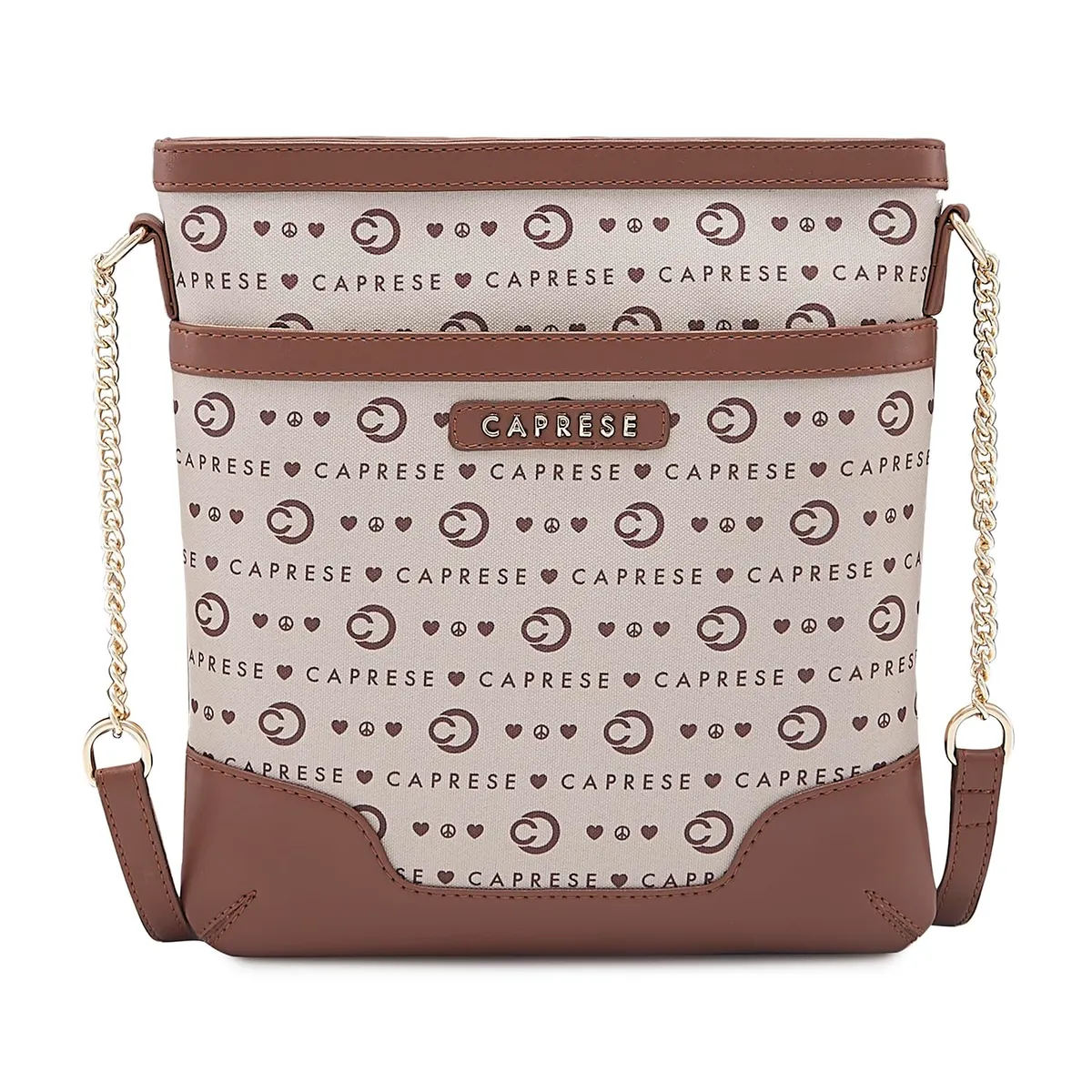 Caprese Peace Sling Bag, Medium | Stylish Premium Fabric Handbag for Women | Comfortable Shouler Strap & Secured Zipper Closure | Perfect for Everyday Essentials & Travel