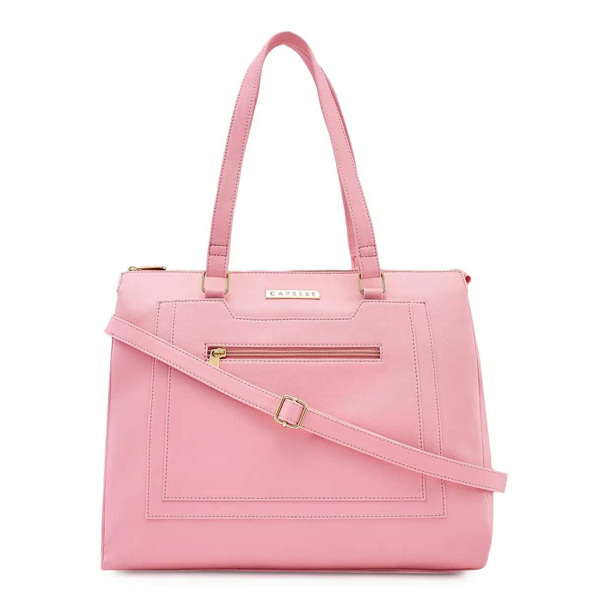 Caprese Ginty Satchel Bag, Medium | Stylish Solid Handbag for Women with Comfortable Flat Shoulder Handles, Adjustable & Detachable Sling Strap | Secure Zip Closure | Perfect for Casual & Daily Use