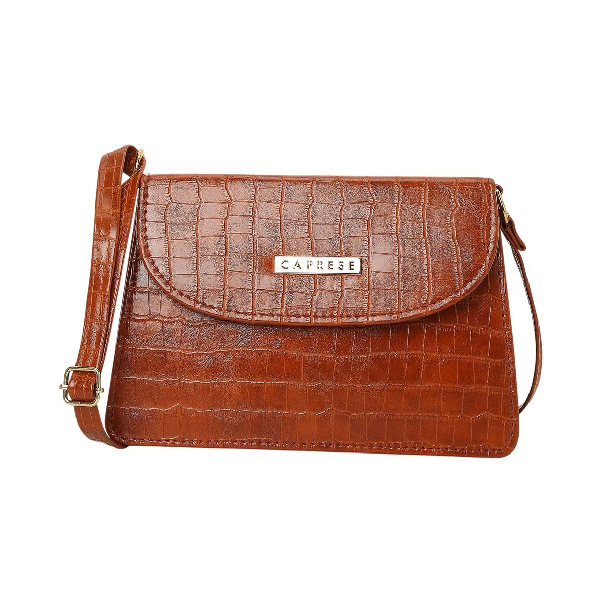 Caprese Sarah Medium Textured Sling Bag for Women | Crossbody Handbag with Adjustable Strap | Magnetic Button Closure | Designer Casual & Travel Purse