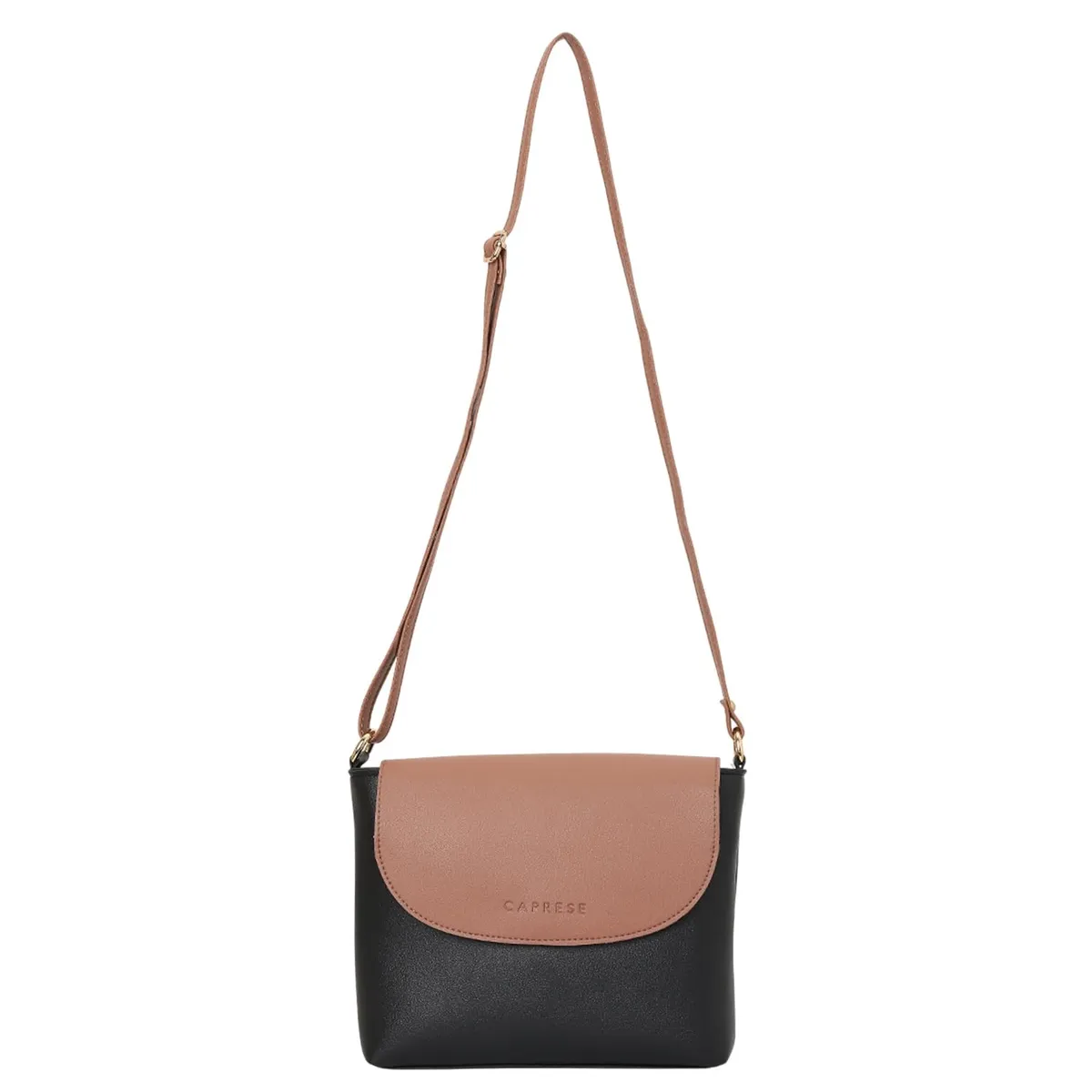 Caprese Risto Medium Sling Bag for Women | Multi-Compartment Crossbody Handbag with Adjustable Strap | Magnetic Button and Zipper Closure | Solid Daily Travel Purse