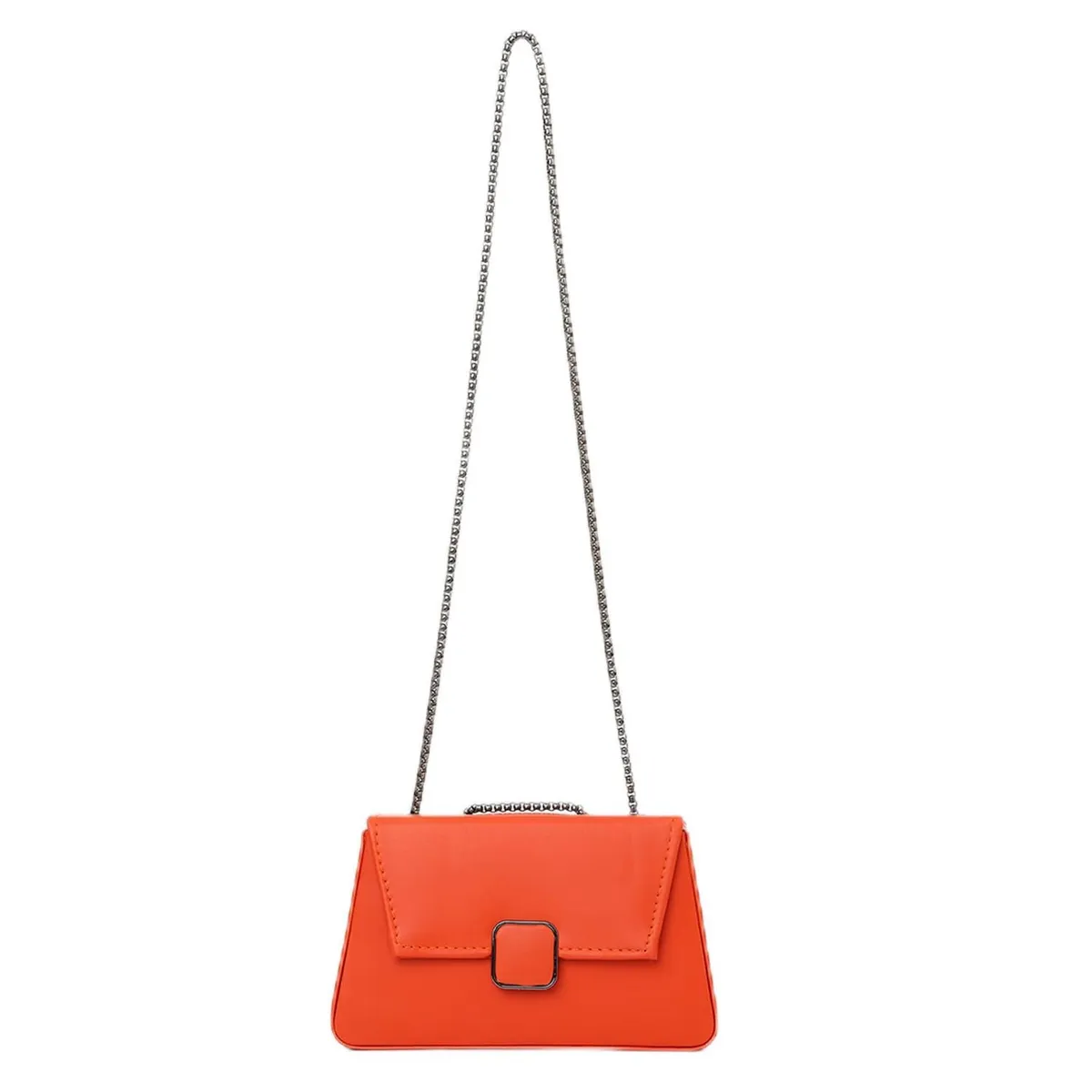 Caprese Lilo Medium Sling Bag for Women | Solid Crossbody Bag with Adjustable Gold-Tone Chain Strap | Minimalist Casual Purse with Secure Magnetic Button Closure