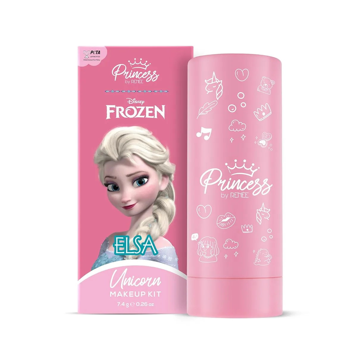 RENEE Disney Frozen Princess Unicorn Makeup Kit Elsa 7.4 Gm,Pre-Teen Girls,Includes 2 Matte,4 Shimmer Eyeshadows,Lip Butter,Lip&Cheek Tint,Compact&Travel Friendly,Cruelty-Free&Vegan, 1 Count
