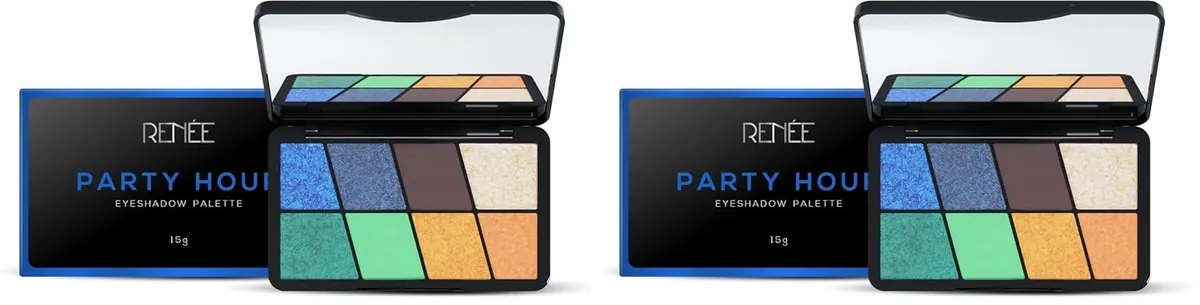 RENEE Eyeshadow Palette, Long Lasting, High Pigmented Multicolor Eye Makeup with Mattes & Shimmers, Party Hour 16gm (Pack of 2)