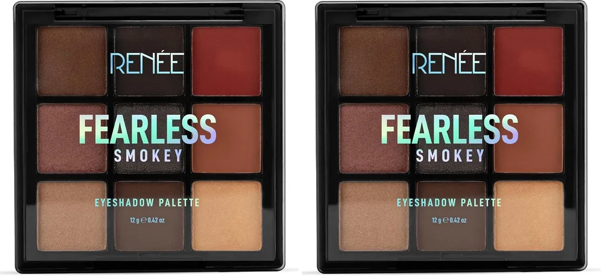 RENEE Fearless Eyeshadow Palettes - Smokey, Highly Pigmented, Shimmery & Matte Vibrant Shades, Silky Texture, Long Lasting, Non-Creasing, Easy-To-Blend & Build Up for Eye-Catching Glamorous Look 12 Gm